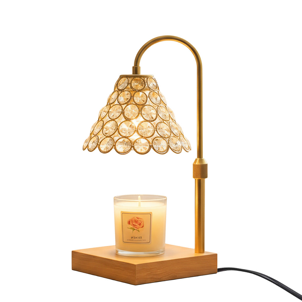 Warmer Classy - Gold Cone Candle Warmer Lamp with Wood Base