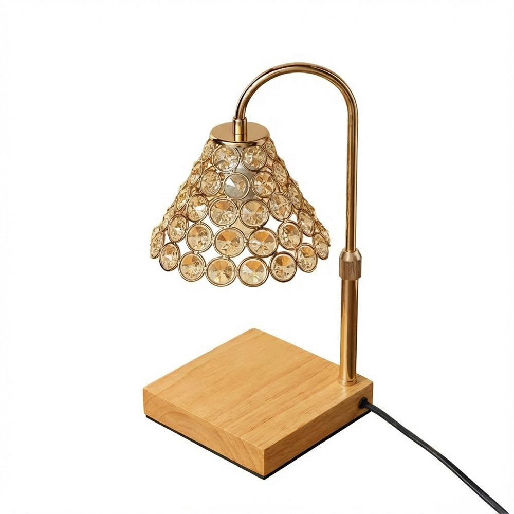 Warmer Classy - Gold Cone Candle Warmer Lamp with Wood Base