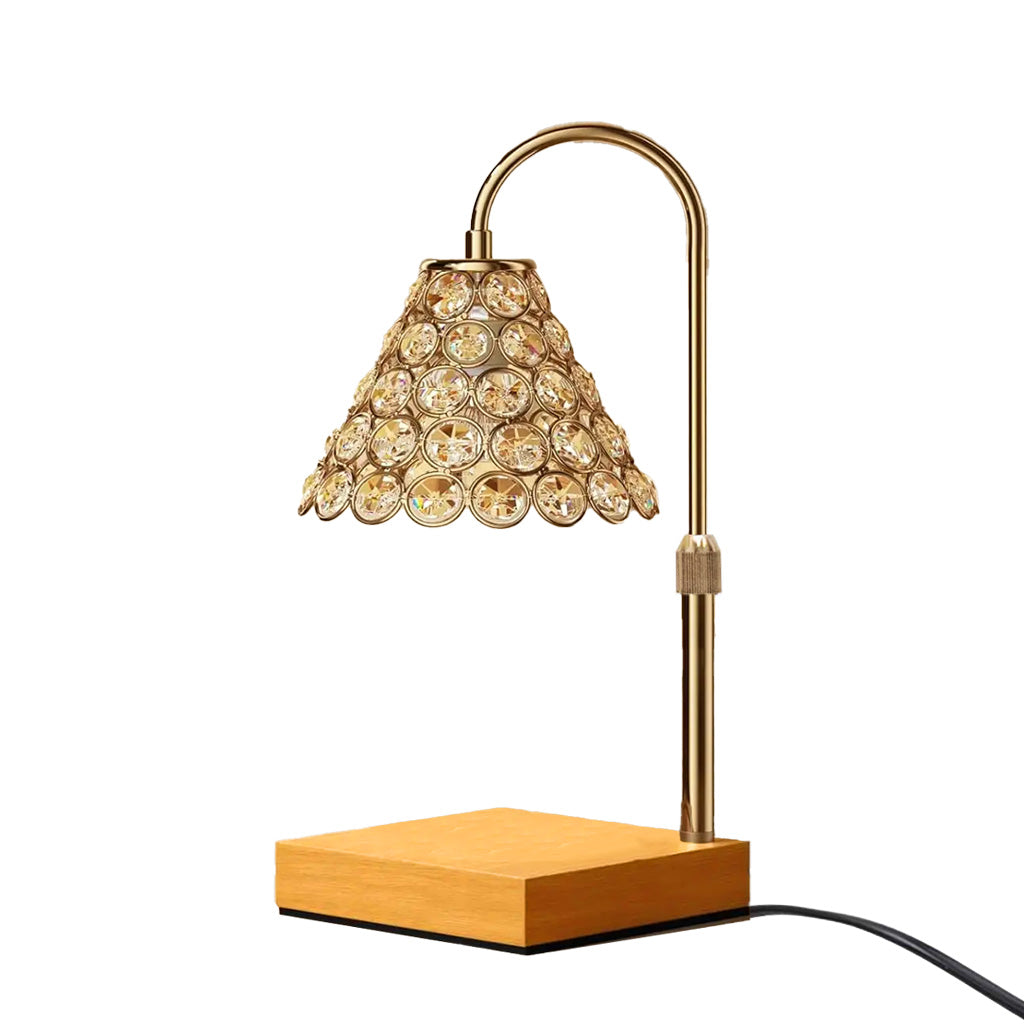 Warmer Classy - Gold Cone Candle Warmer Lamp with Wood Base