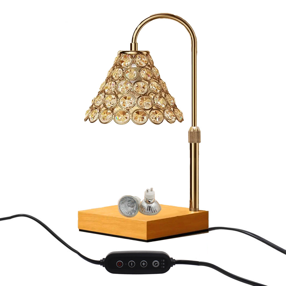 Warmer Classy - Gold Cone Candle Warmer Lamp with Wood Base