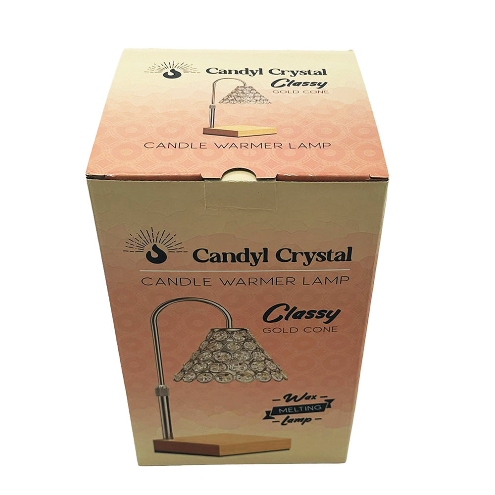Warmer Classy - Gold Cone Candle Warmer Lamp with Wood Base