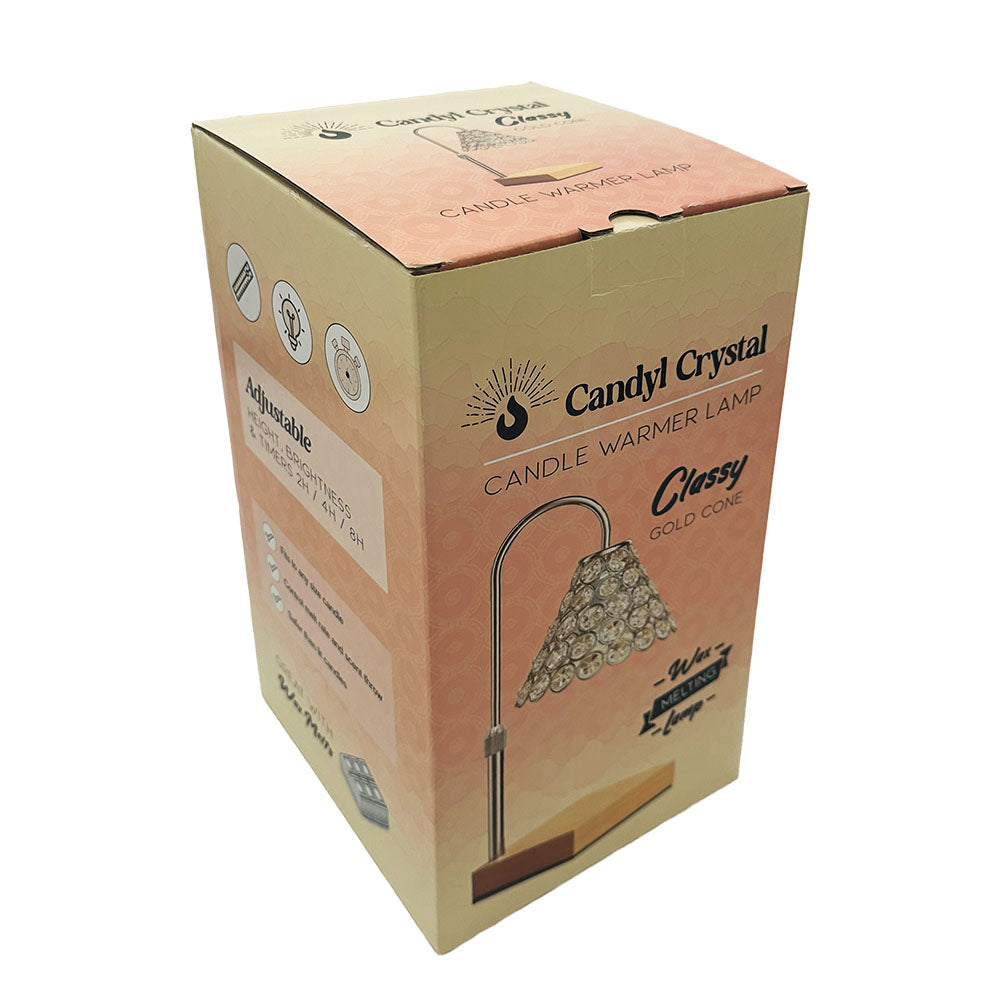 Warmer Classy - Gold Cone Candle Warmer Lamp with Wood Base
