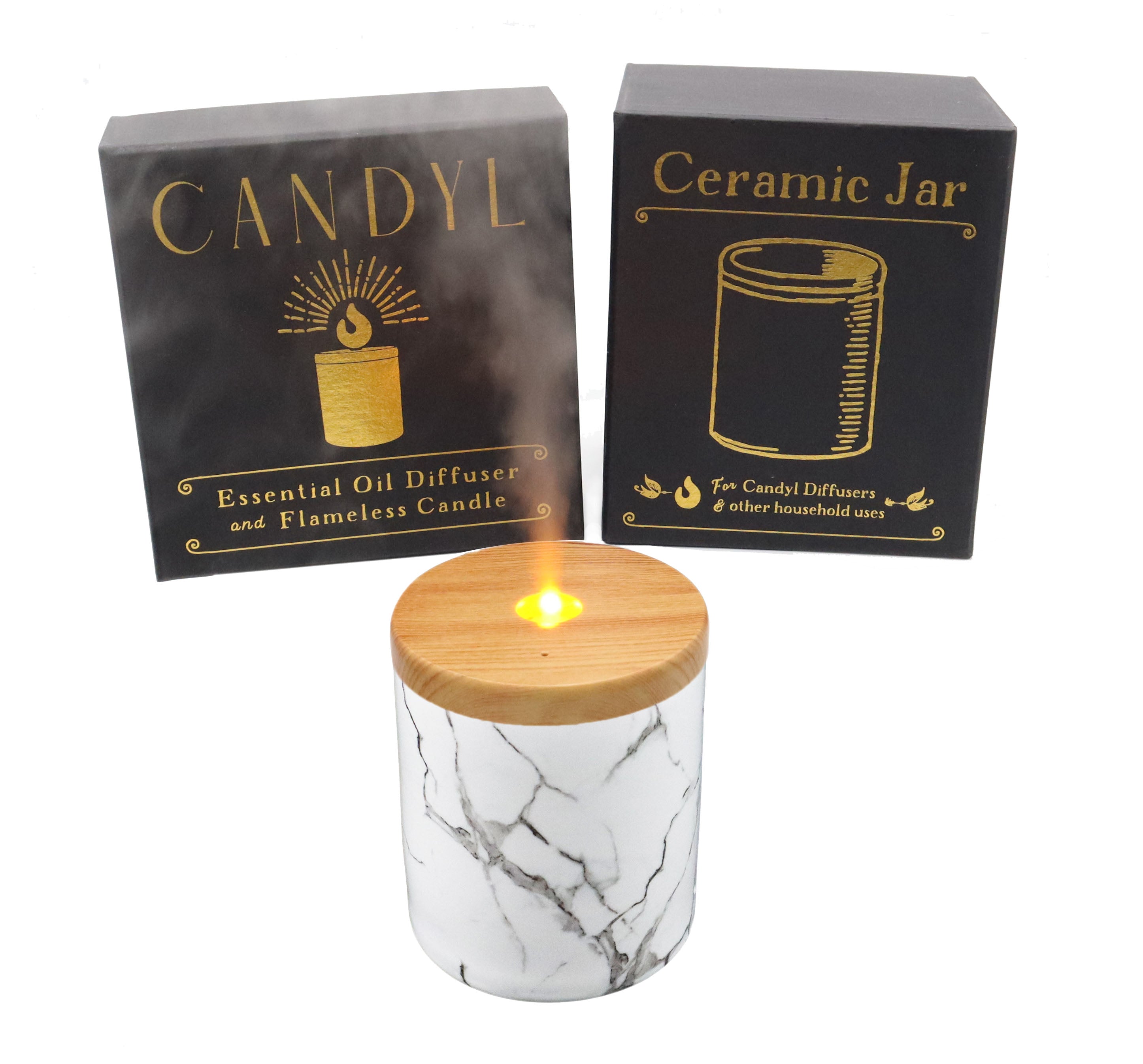 Candyl Classic Ceramic Candlelight Diffuser with Rechargeable Battery